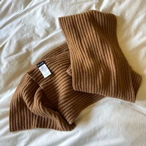 Madewell Knitted Wool Ribbed Scarf in Brown Tan